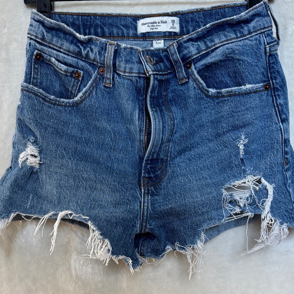 Abercrombie & Fitch The Mom High Rise Jean Shorts 6